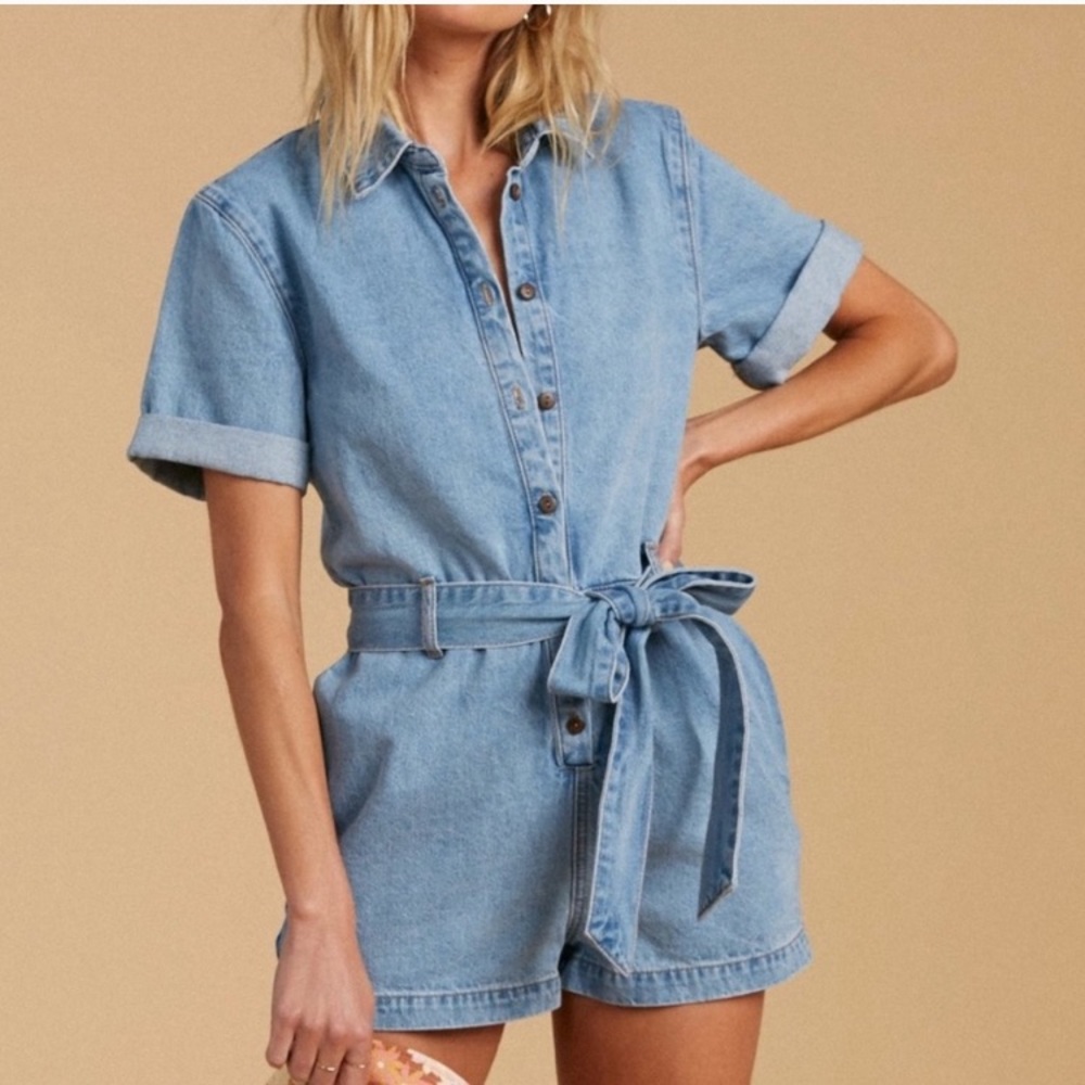 Billabong x Salty Blonde Denim Romper NWOT